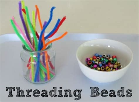 Learning Trays - Threading Beads | Learning 4 Kids