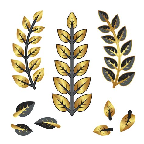 Gold leaves set luxury golden leaf collection 6601260 Vector Art at ...