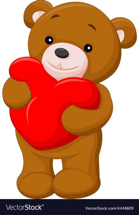 Cute teddy bear holding heart Royalty Free Vector Image