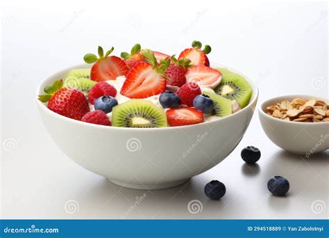 A Bowl of Fruit and a Bowl of Cereal Stock Illustration - Illustration of bran, peach: 294518889