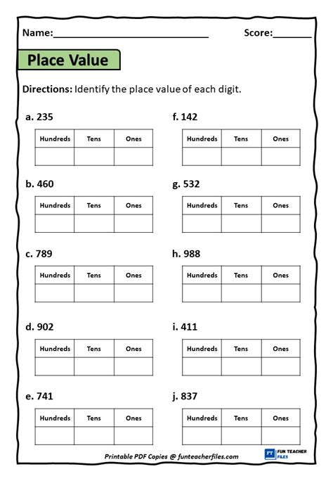 Place Value Ones, Tens, and Hundreds Worksheets Set 1 - Fun Teacher Files