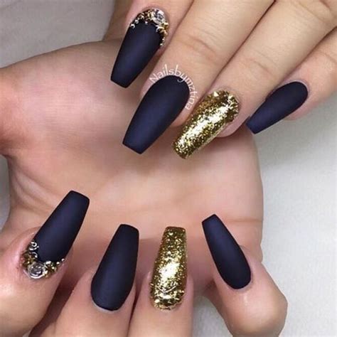 Black Matte And Gold Glitter Nails Pictures, Photos, and Images for Facebook, Tumblr, Pinterest ...