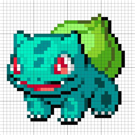 pixel art grid bulbasaur Bulbasaur perler bead pattern - Pixel Art Grid