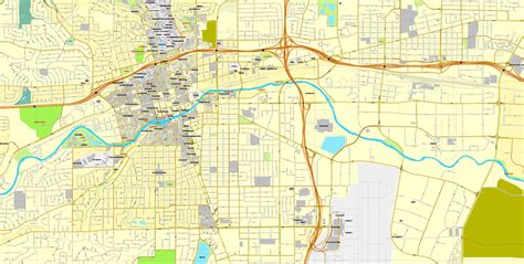 Reno, Nevada, US, exact vector street City Plan map V3.09, full editable, Adobe Illustrator ...