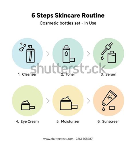 6 Steps Skincare Routine Beauty Cosmetics Stock Vector (Royalty Free ...