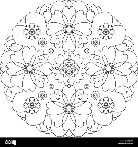 Mandala coloring page. Hearts mandala. Art Therapy. illustration vector ...