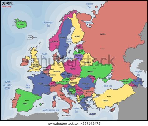 Europe Political Map Stock Vector (Royalty Free) 259645475