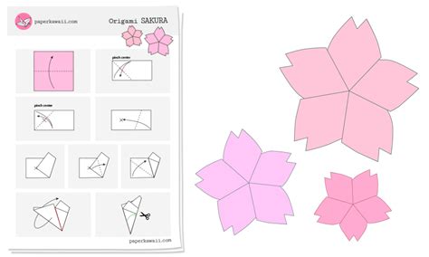 Origami Sakura Cherry Blossom Diagram - Paper Kawaii Shop