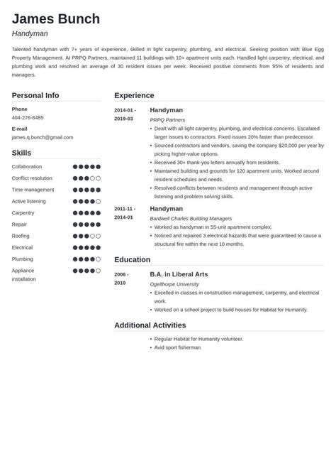 handyman resume example template simple | Resume examples, Resume ...