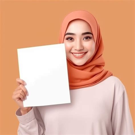 Premium AI Image | Photo smiling arab woman with blank banner for business logo