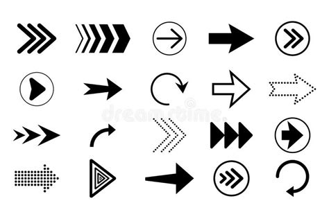 Black Arrows Collection Isolated on White Background. Different Arrow ...