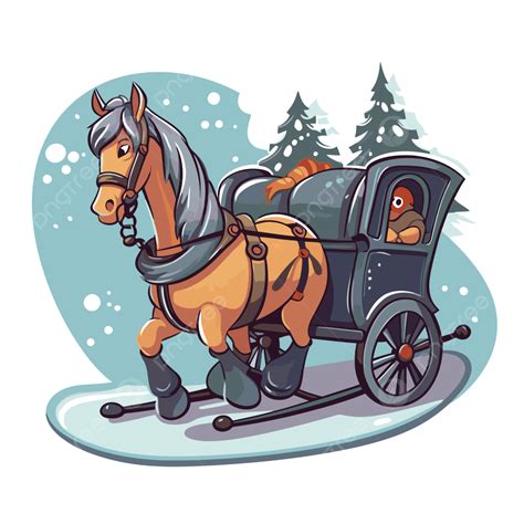 Horse And Carriage With Winter Landscape Clipart Vector, One Horse Open ...