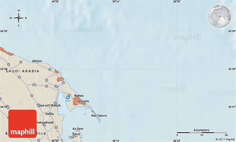 Shaded Relief Map of Ras Tanura