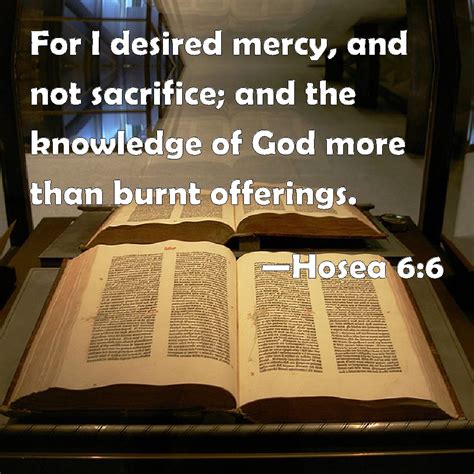 Hosea 6:6 For I desired mercy, and not sacrifice; and the knowledge of ...