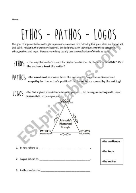 Ethos Pathos Logos Worksheet - Onlineworksheet.my.id