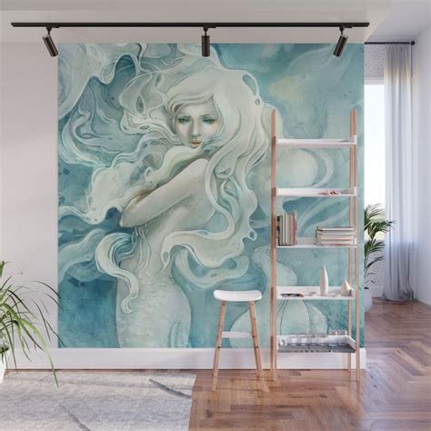 Buy Mermaid Wall Mural by strijkdesign Fantasy portrait mural home decor | Mural, Girls wall ...