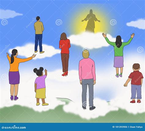 People Looking at Flying Jesus To Heaven Cartoon Stock Illustration ...