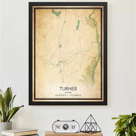 Vintage Turner Maine Map Poster, Modern Home Decor Wall Art Print - Custom Maps & Posters