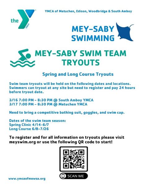 Mar 16 | YMCA Metuchen-South Amboy Swim Team Tryouts | Woodbridge, NJ Patch