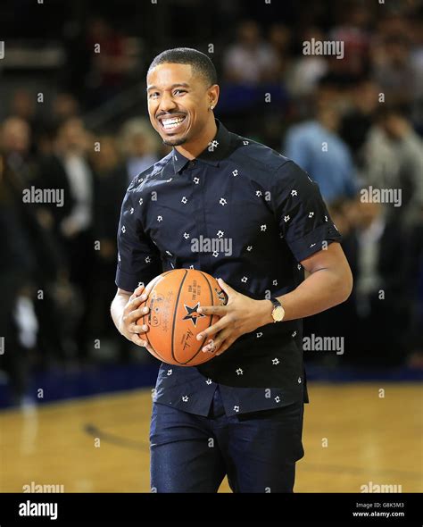 Actor Michael B Jordan at half time during the NBA Global Games match ...