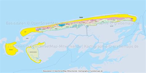 Juist Inselkarte mit Gebäuden Vektorkarte - grebemaps® Kartographie