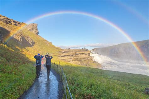 Gullfoss waterfall Iceland rainbow | Camping in Iceland