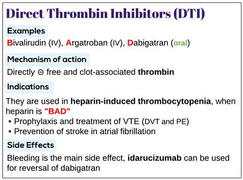 Direct thrombin inhibitors (DTI) - Medicine Keys for MRCPs