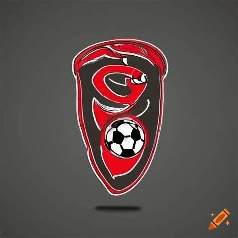 Create a logo for a soccer club that features a simplified and cartoonized version of an ...