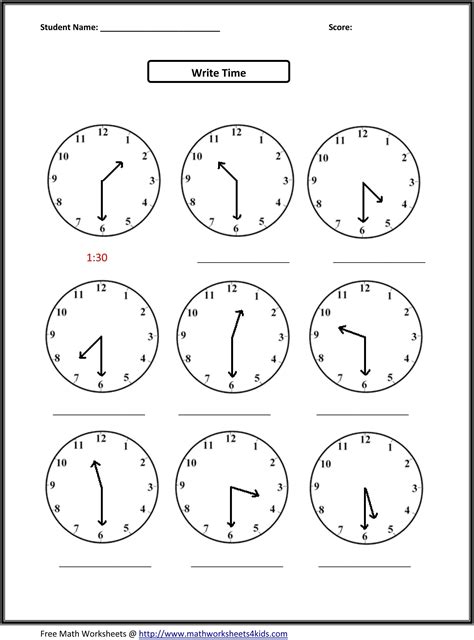 Clock Math Worksheets For Kids