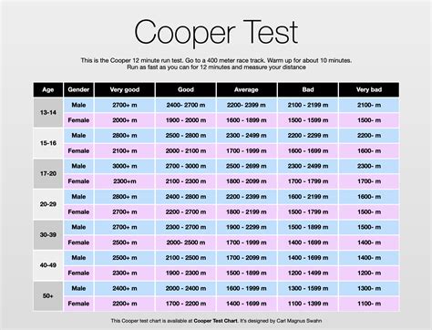 Cooper Standards Physical Fitness Test