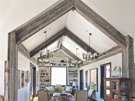 Beams created using reclaimed wood from Centennial Woods in Wyoming. Photo and design by Lulu B ...