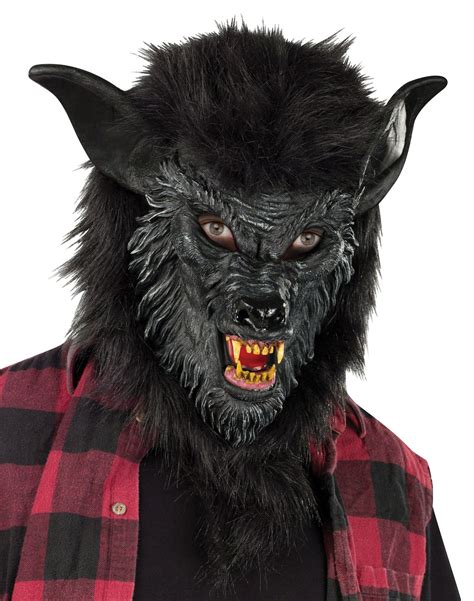 Black Werewolf Latex Mask Evil Fangs Halloween Costume Accessory Wolf Man Beast | eBay