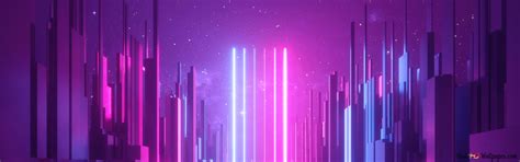 City Abstraction From Neon Lights 4K wallpaper download