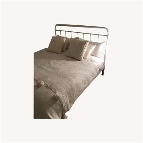 Vintage White Metal King Headboard - AptDeco