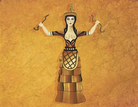 Minoan Snake goddess Painting by estelledigitalart on DeviantArt