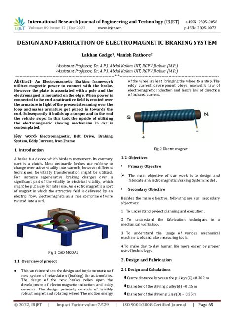 (PDF) DESIGN AND FABRICATION OF ELECTROMAGNETIC BRAKING SYSTEM | IRJET Journal - Academia.edu