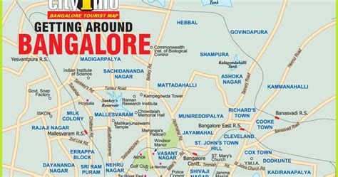 BANGALORE CITY MAP | BANGALORE TOURISM MAP | BENGALURU TOURIST MAP ...