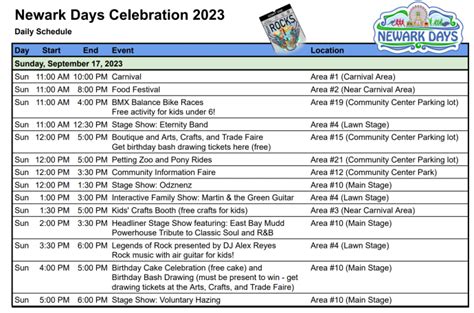 Newark Days Celebration | Schedule