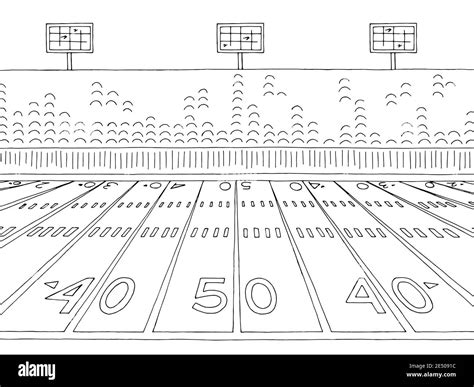 Football Field Black And White