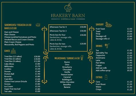 Menu — Bakery Barn Little Crosby