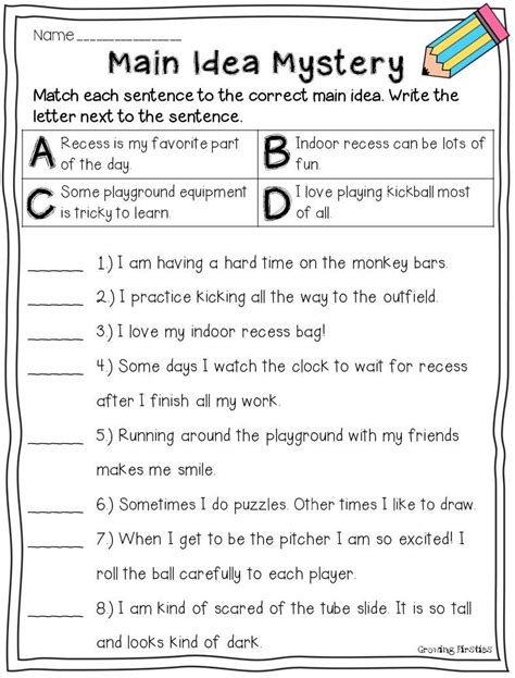 Free Main Idea Worksheets