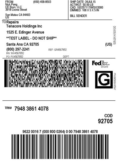 Fedex Ground Return Label in Fedex Label Template Word - Best ...