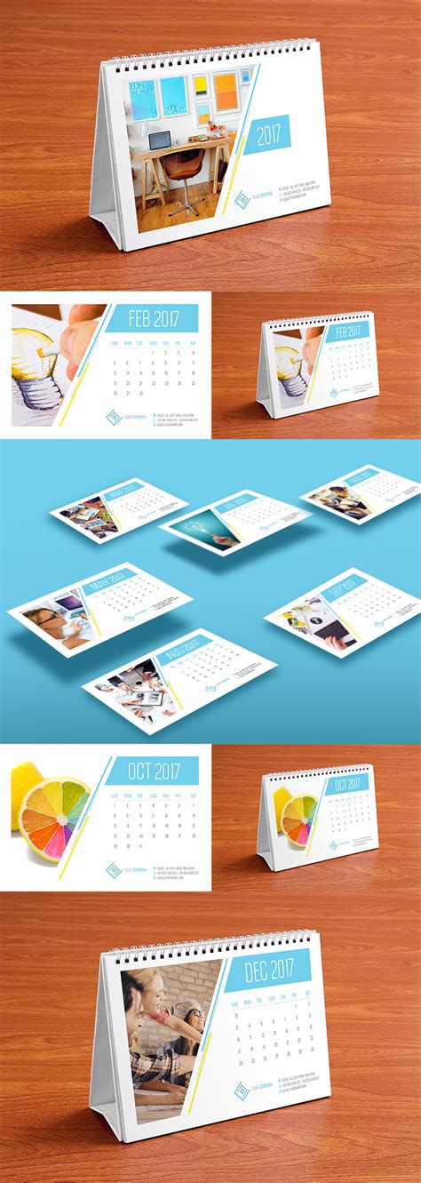 Table Calendar Design Template And Mock-Up PSD 2017