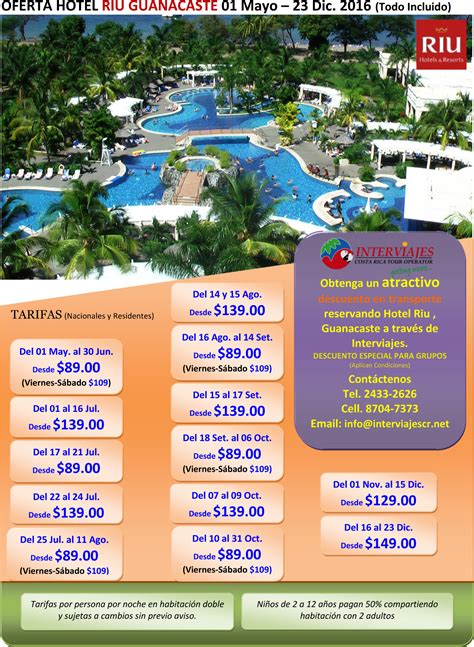 Oferta Hotel Riu Guanacaste | Insterviajes Costa Rica Transporte Turistico