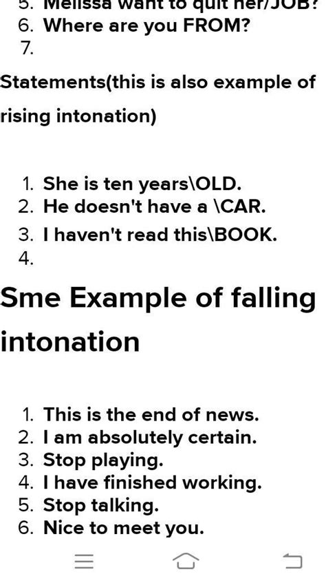 give me 5 examples of rise-fall intonation - Brainly.ph