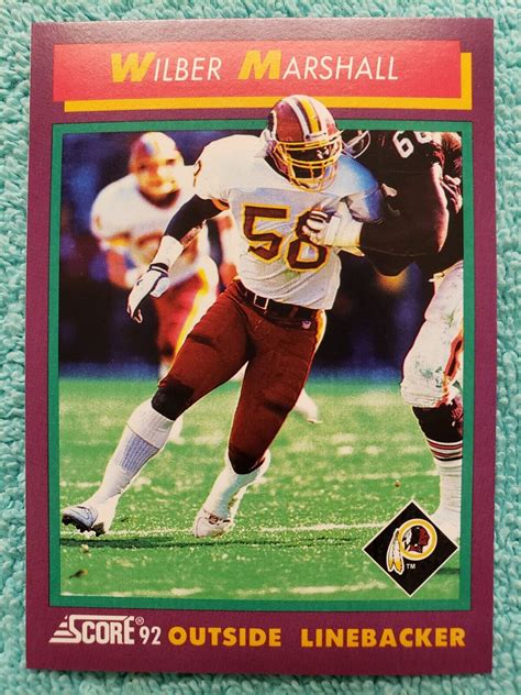 1992 SCORE WILBER MARSHALL #129 WASHINGTON REDSKINS | eBay