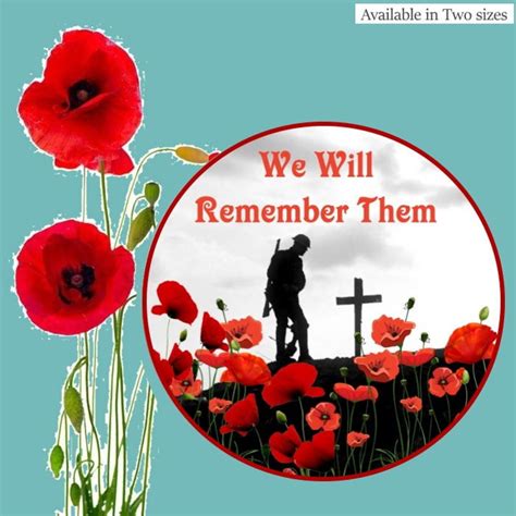 Poppy Pin Remembrance Day Red Poppy WE WILL REMEMBER Lest We Forget ...