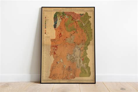 Vintage Yellowstone Map Print 1878 the Yellowstone National - Etsy