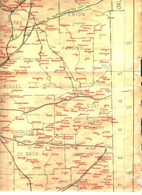 Ghost Town Map of East Central New Mexico