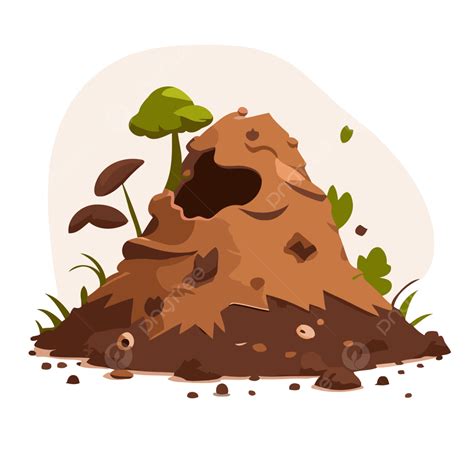 Dirt Pile Vector, Sticker Clipart Cartoon Of A Mushroom Full Of Dirt ...